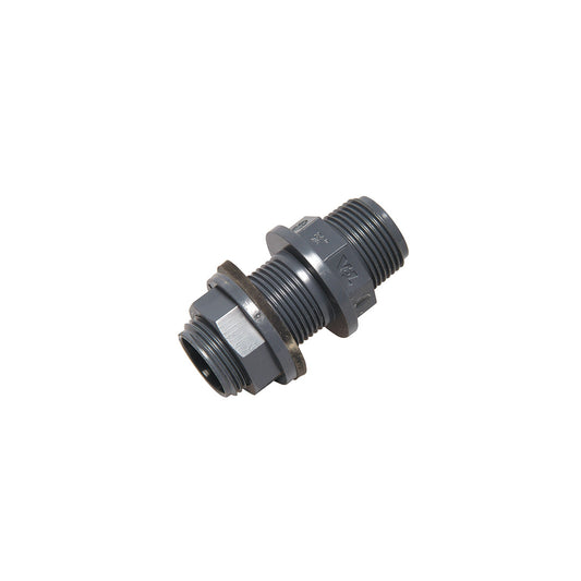 Bulkhead Fitting- grey polypropylene