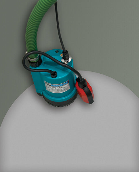 BPS100A (Automatic) Light Duty Flood Pumps- location shot, pump fitted with hose for water extraction