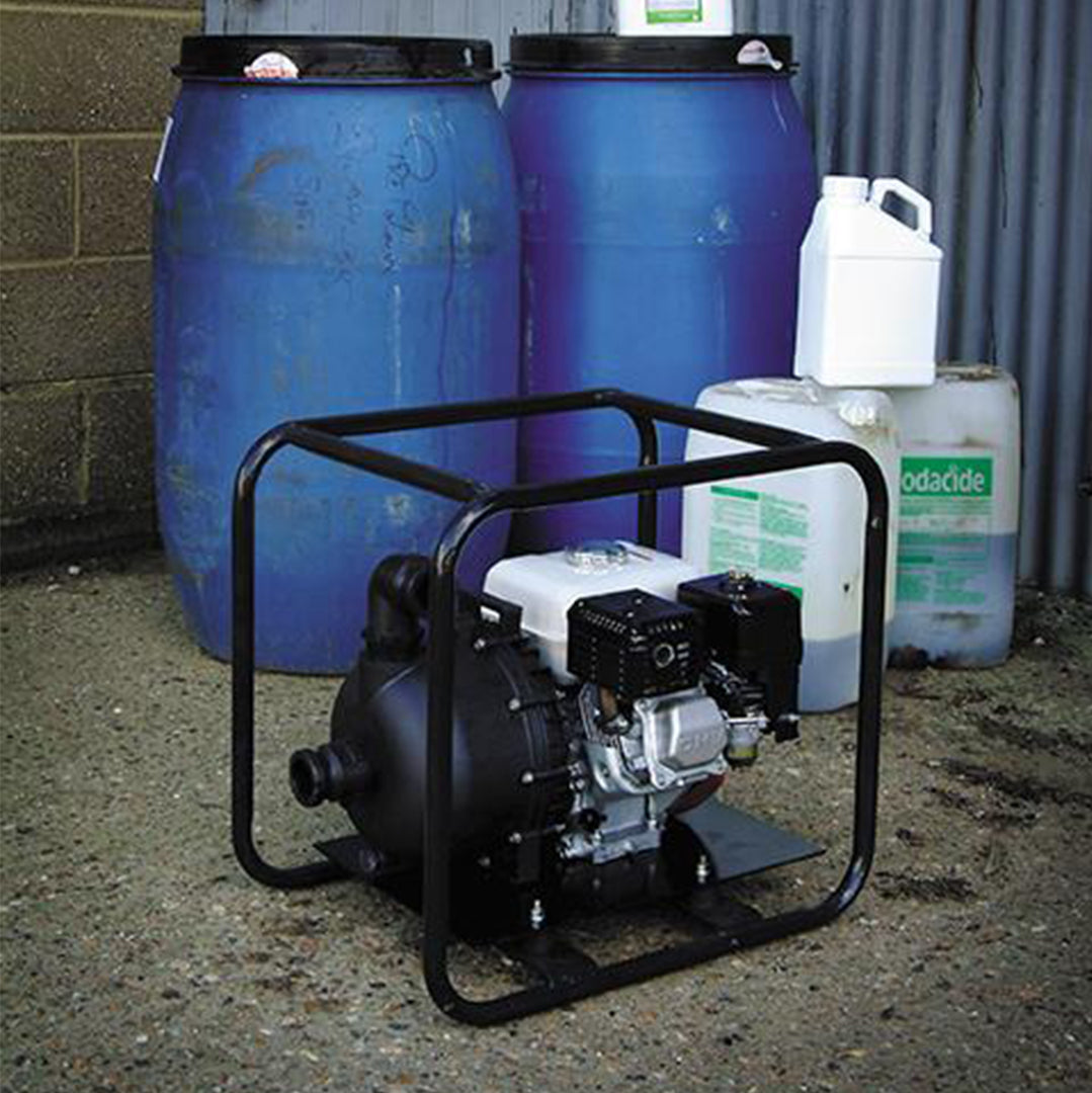 POLY Self Priming Centrifugal pump- location shot of pump outdoors on work site