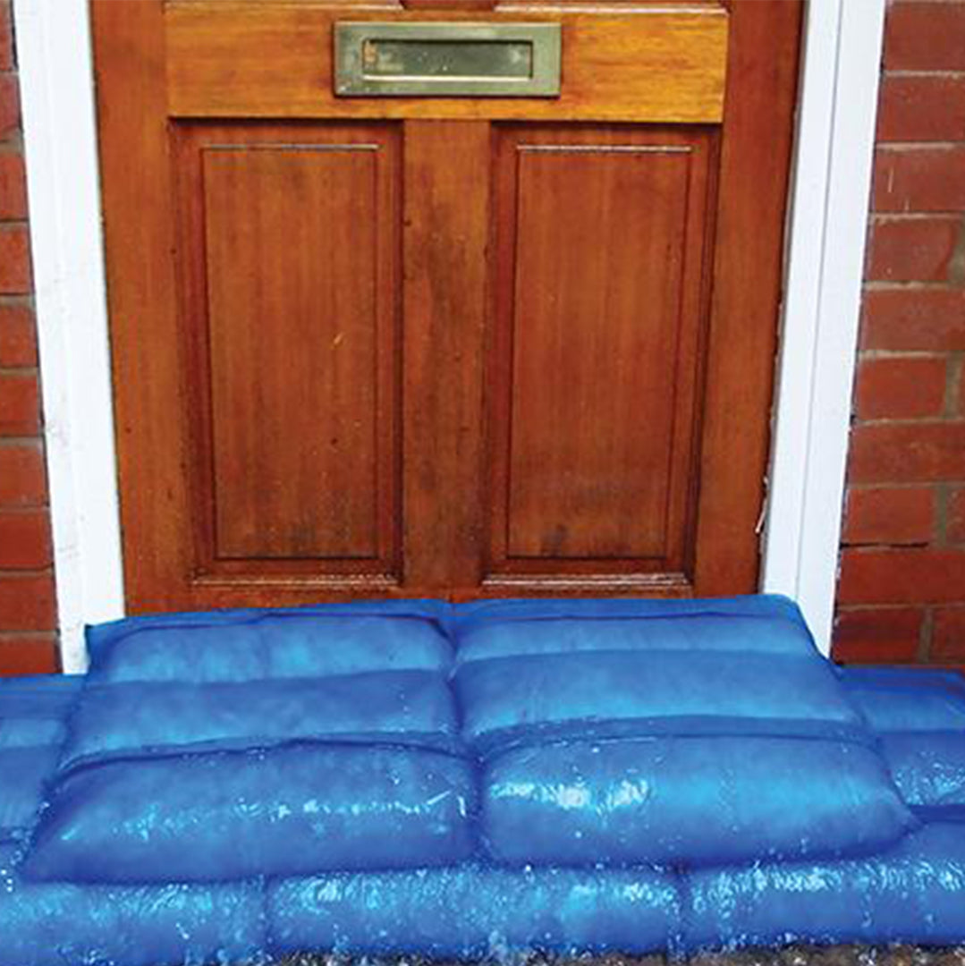 HYDROSACK Flooding Accessory - location shot, HYDROSACK blocking front door from flood water